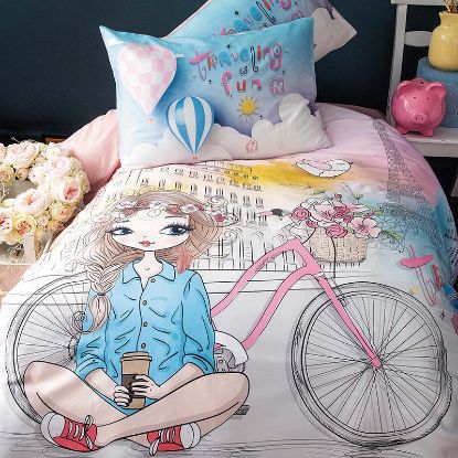 تصویر  ملحفه رانفورس یک نفره COZY GIRL