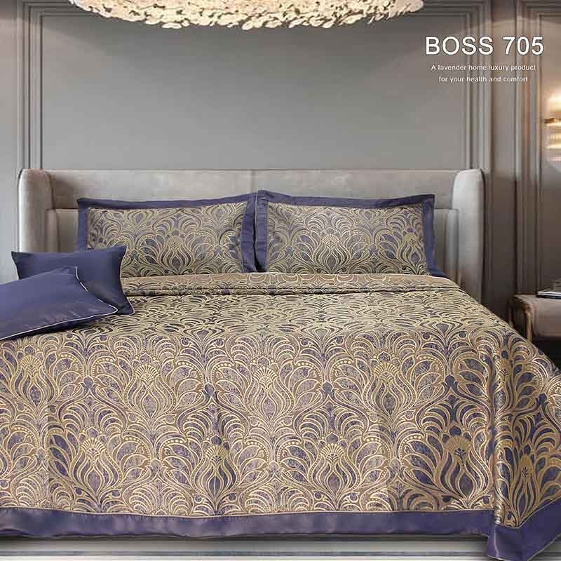 تصویر  ست روتختی دو نفره  5 تکه لوندر طرح BOSS 705
