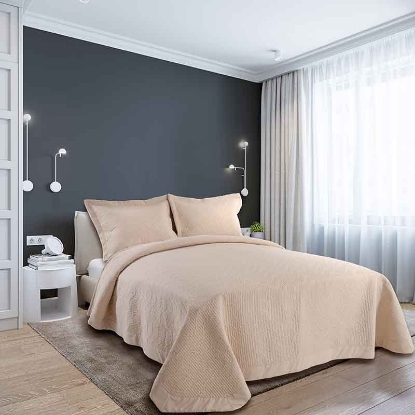 ست کامل روتختی چهار فصل پنبه دوزی ورونیکا LV دو نفره سه تکه کرمی | ورونیکا