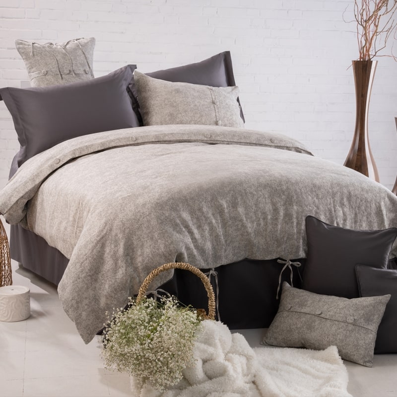 چیدمان سرویس لحاف پنبه ای 10 تکه دونفره طوسی ورونیکا | ورونیکا