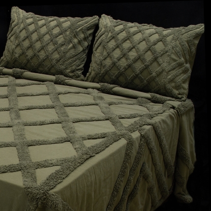 رنگ روتختی حوله ای یک نفره ورونیکا مدل بوهو دو تکه سبز | ورونیکا