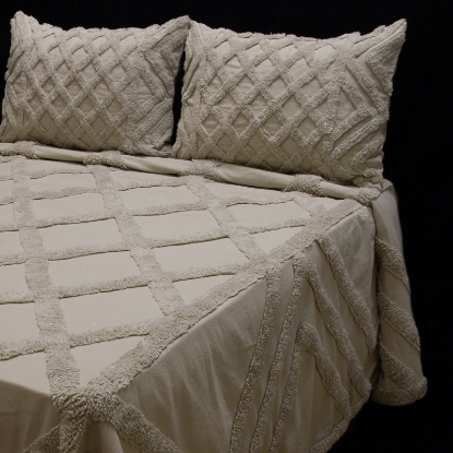 جنس پارچه روتختی حوله ای یک نفره ورونیکا مدل بوهو دو تکه خاکستری | ورونیکا