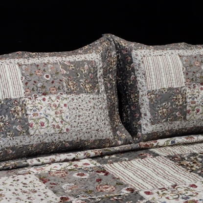 تصاویر روتختی دو نفره ورونیکا سه تکه طرح چهل تکه طوسی خاکستری | ورونیکا