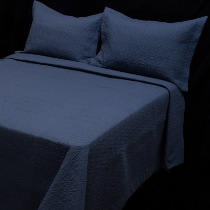 خرید روتختی چهار فصل پنبه دوزی ورونیکا LV دونفره سه تکه آبی | ورونیکا